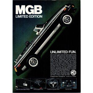 1979 MG MGB Limited Edition Convertible Roadster Vintage Print Ad 70s Wall Art